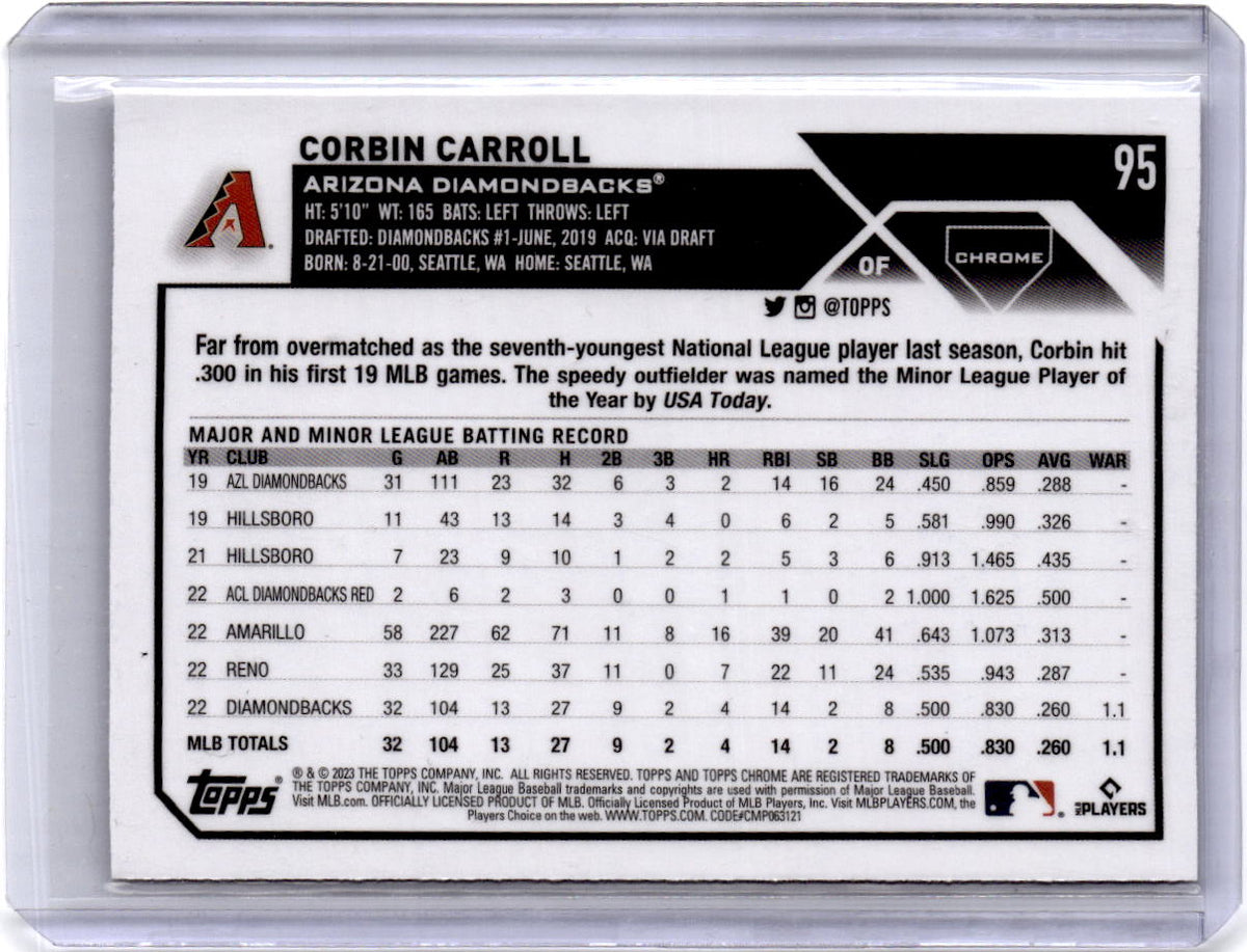 2023 Topps Chrome #95 Corbin Carroll Prism Refractors
