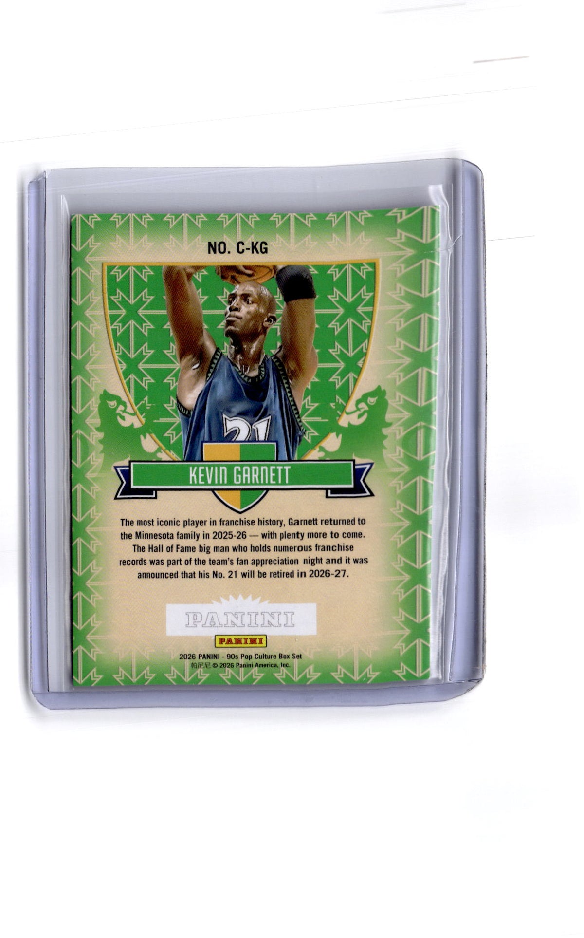 2026 Panini Decades 90s Pop Culture #C-KG Kevin Garnett Crusade Green #/25