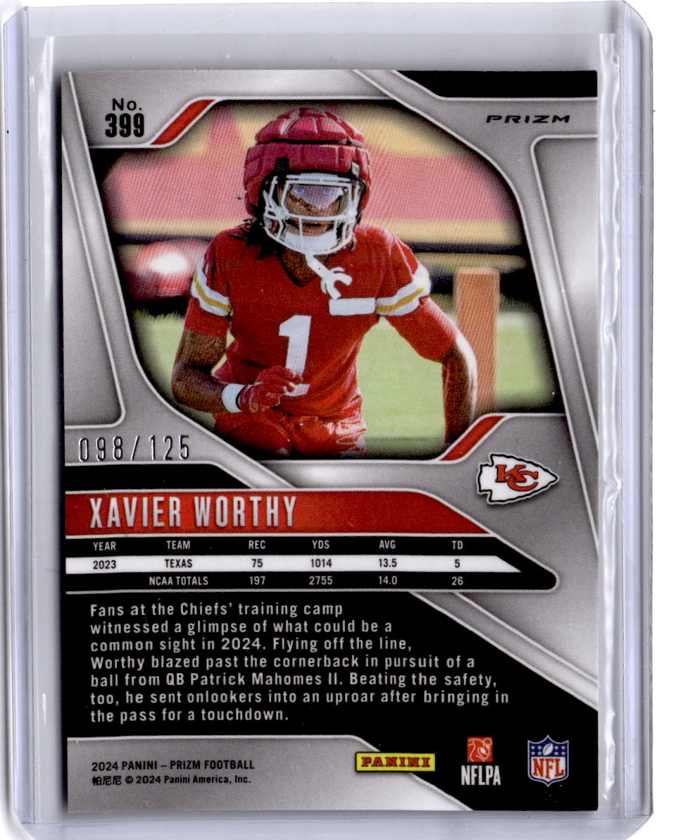 2024 Panini Prizm #399 Xavier Worthy Purple #/125