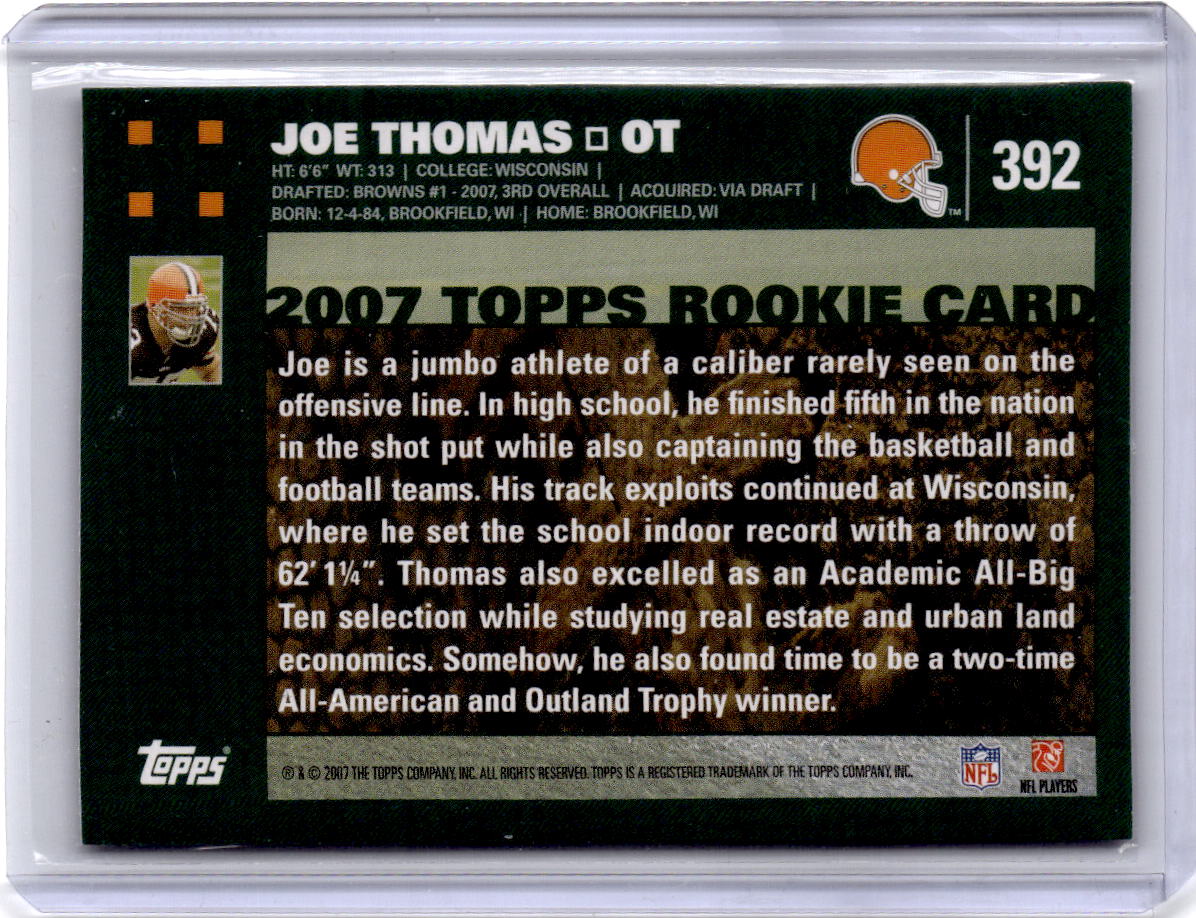 2007 Topps #392 Joe Thomas