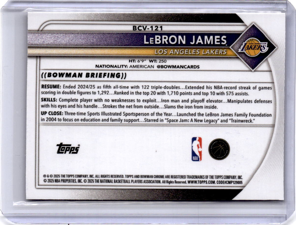 2025-26 Bowman #BCV-121 LeBron James Chrome Reptilian Refractors