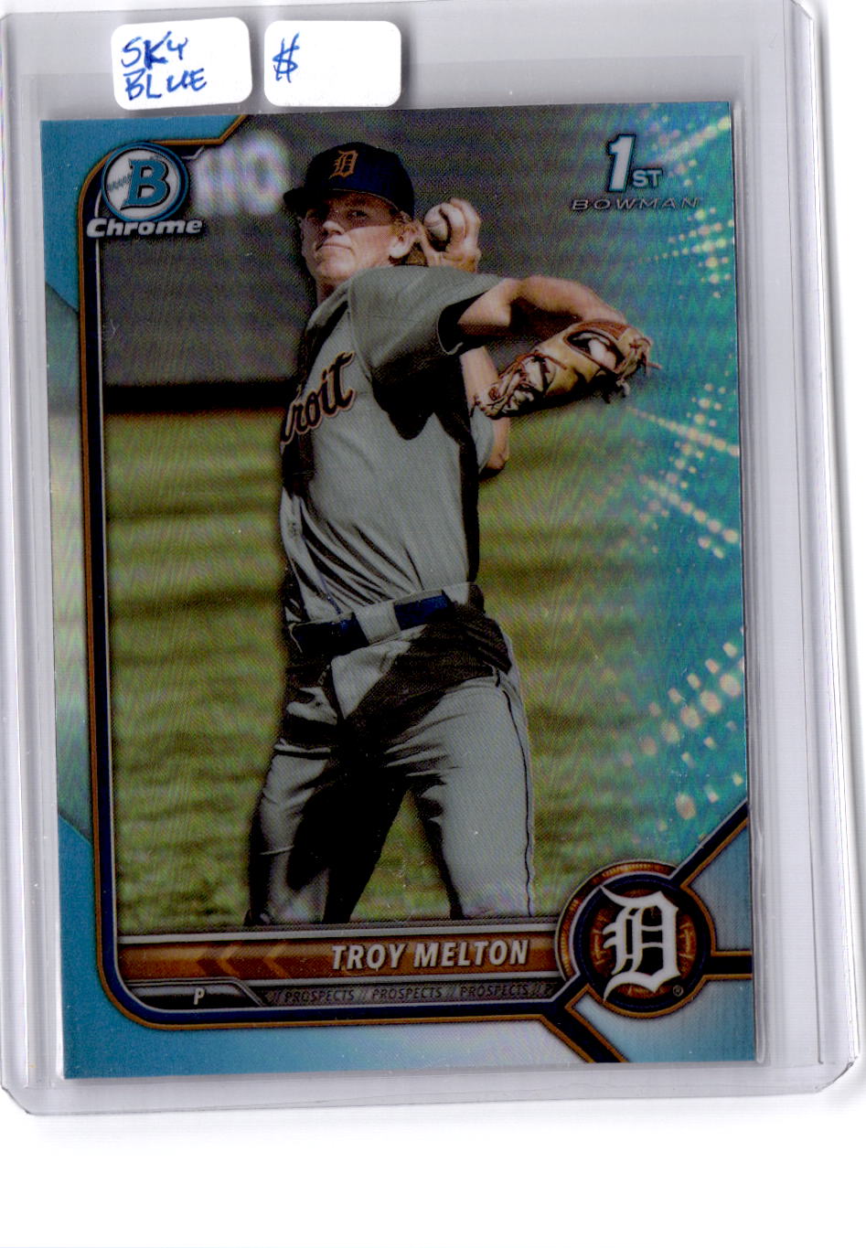 2022 Bowman Draft #BDC-118 Troy Melton Chrome Sky Blue Refractor
