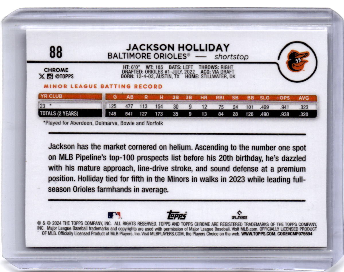 2024 Topps Chrome #88 Jackson Holliday