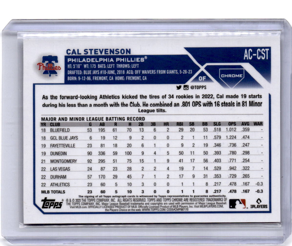 2023 Topps Chrome Update #AC-CST Cal Stevenson Autographs