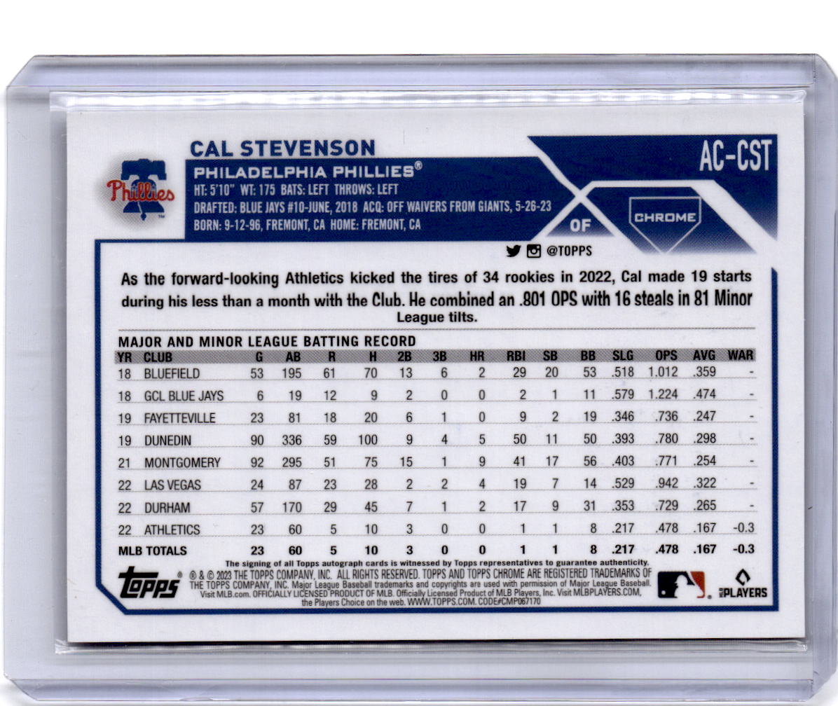 2023 Topps Chrome Update #AC-CST Cal Stevenson Autographs