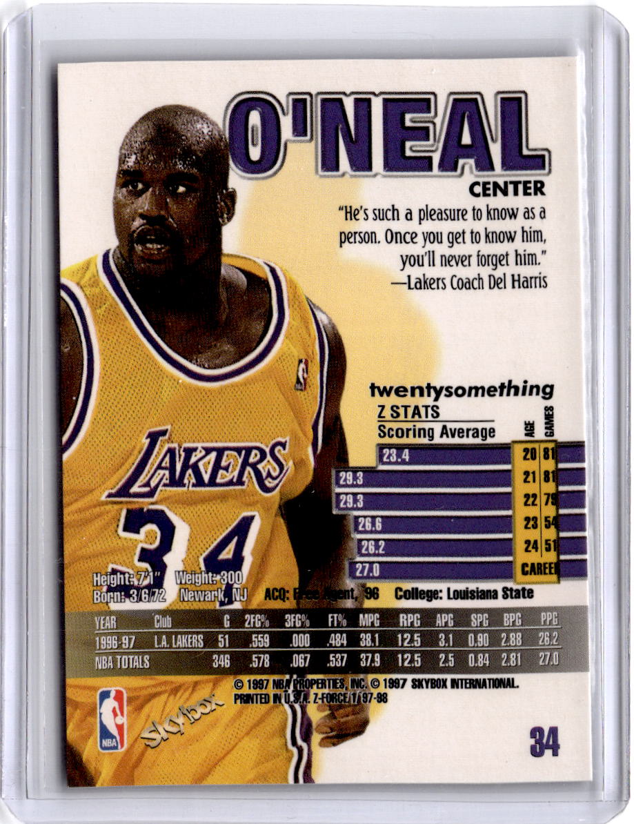 1997-98 SkyBox Z-Force #34 Shaquille O'Neal