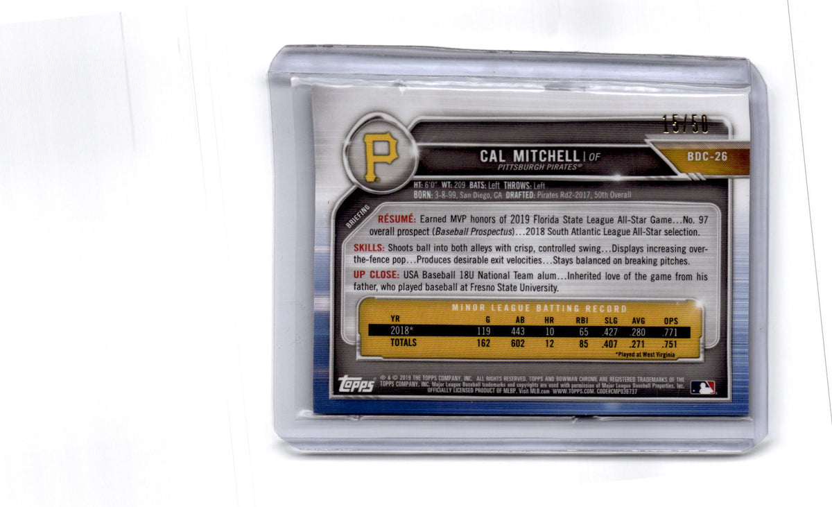 2019 Bowman Draft Sapphire Edition #BDC-26 Cal Mitchell Green Sapphire #/50