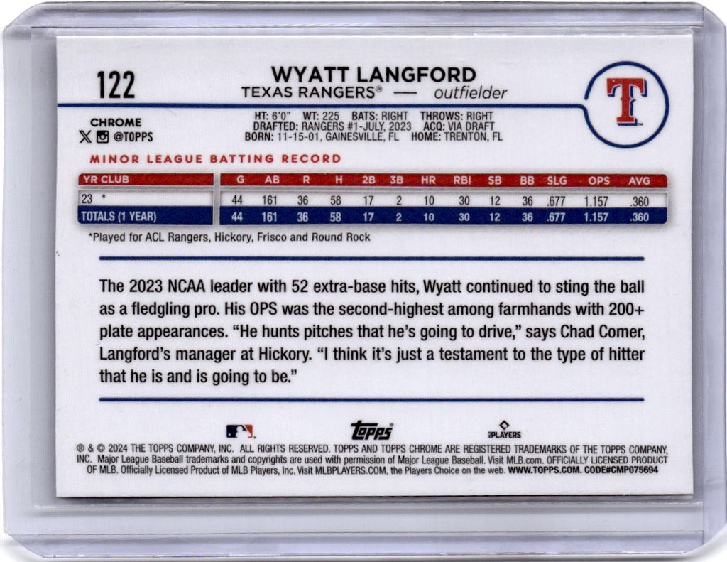 2024 Topps Chrome #122 Wyatt Langford