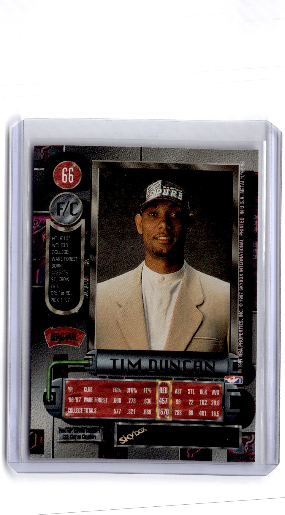 1997-98 Metal Universe #66 Tim Duncan