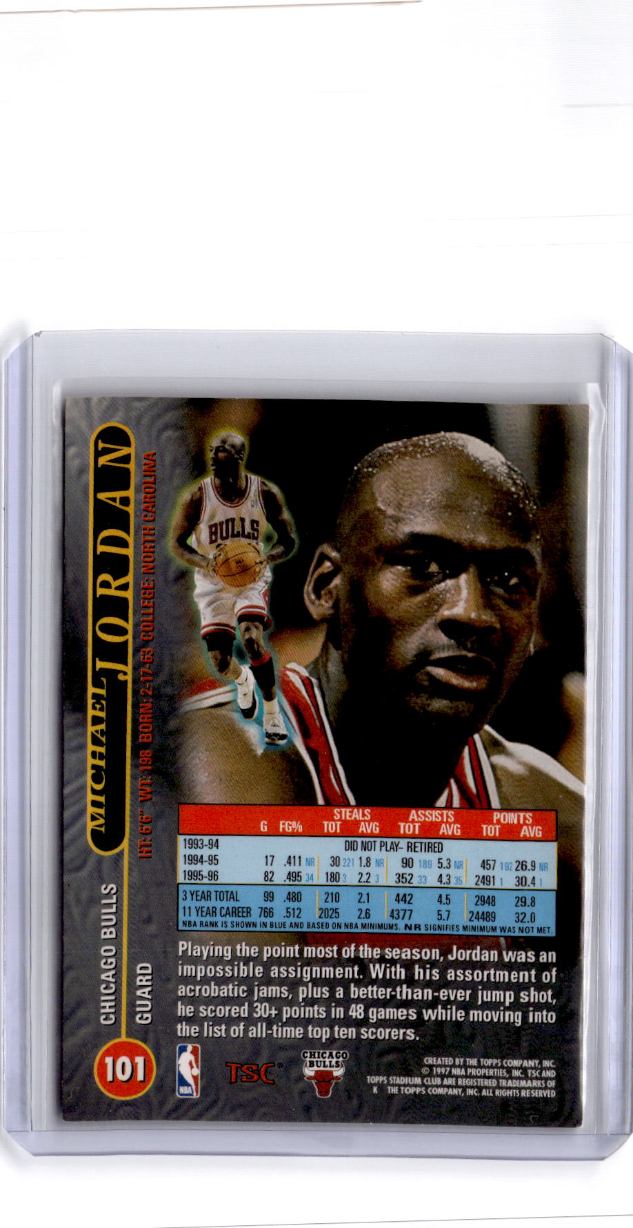 1996-97 Stadium Club #101 Michael Jordan Members Only (Series One)