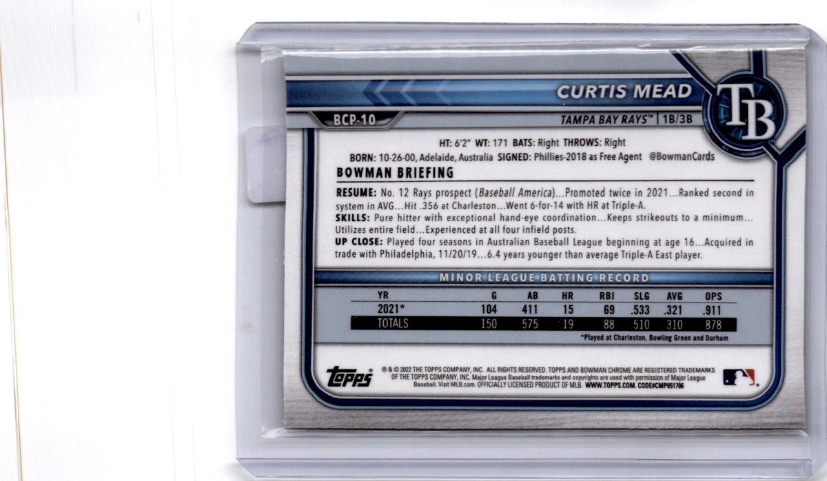 2022 Bowman #BCP-10 Curtis Mead Chrome Prospects