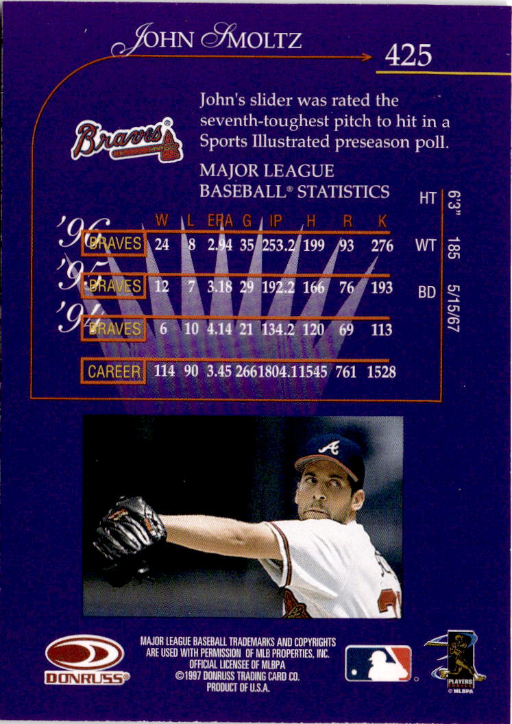 1997 Donruss #425 John Smoltz Press Proofs Silver