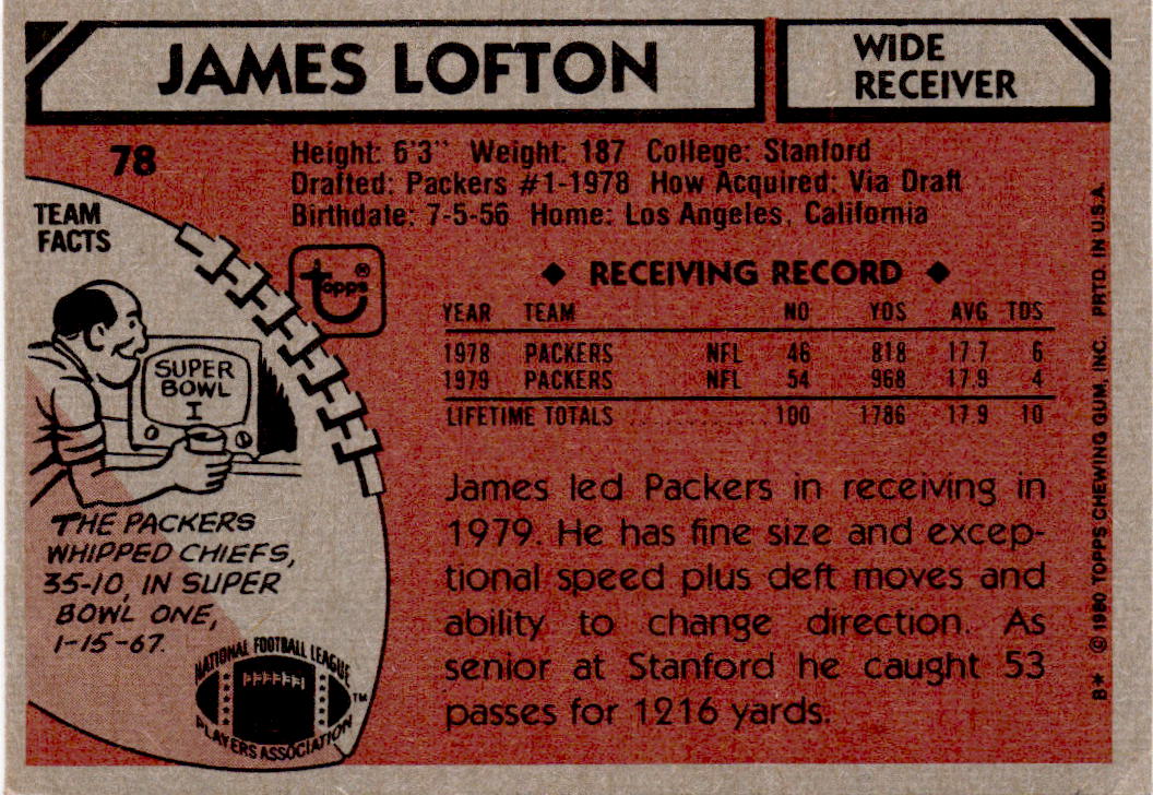 1980 Topps #78 James Lofton
