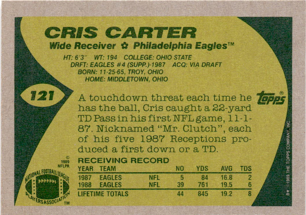 1989 Topps #121 Cris Carter