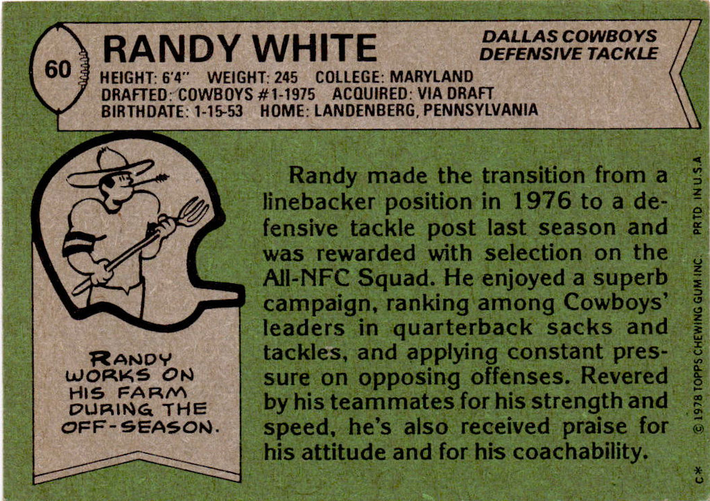 1978 Topps #60 Randy White