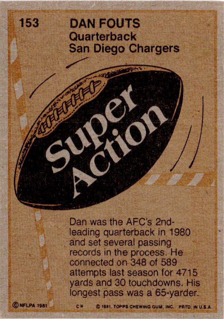 1981 Topps #153 Dan Fouts