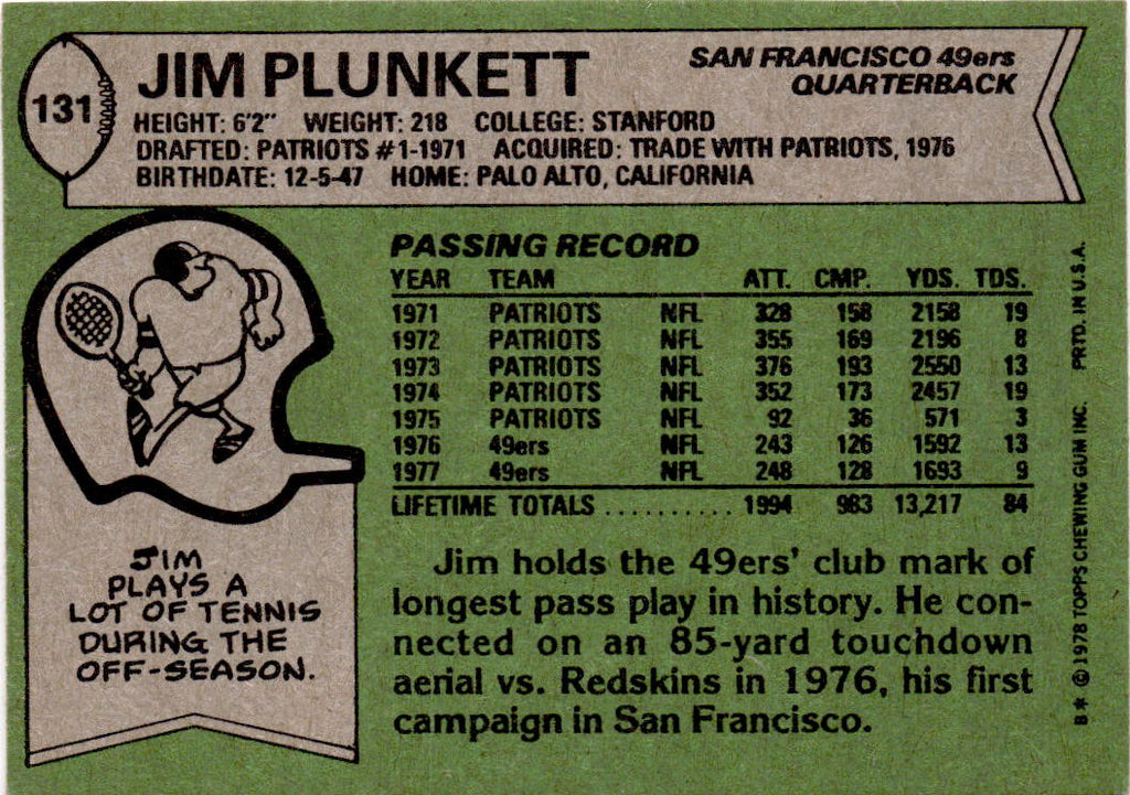1978 Topps #131 Jim Plunkett