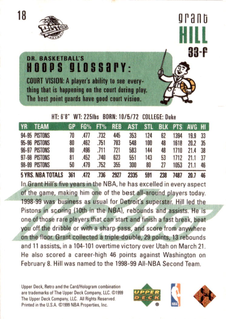 1999-00 Upper Deck Retro #18 Grant Hill