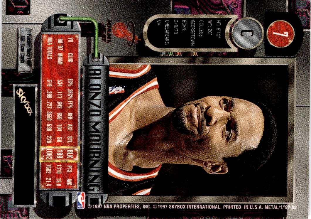 1997-98 Metal Universe #7 Alonzo Mourning