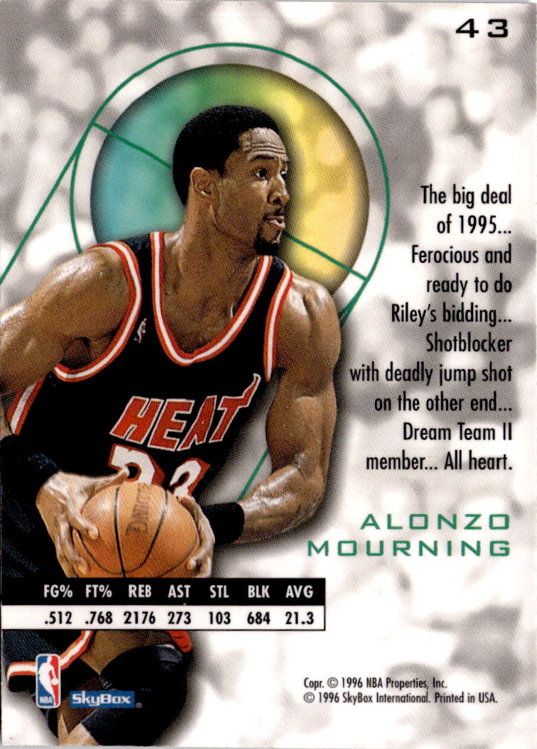 1995-96 SkyBox E-XL #43 Alonzo Mourning