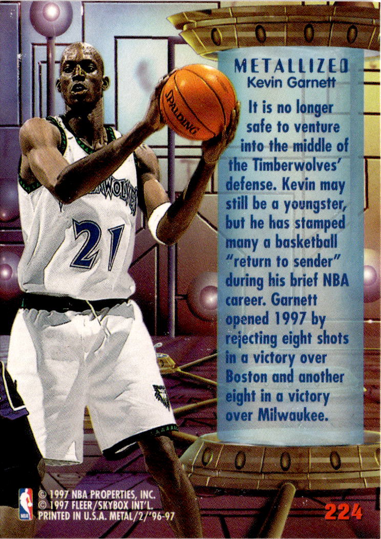 1996-97 Metal #224 Kevin Garnett Precious Metal