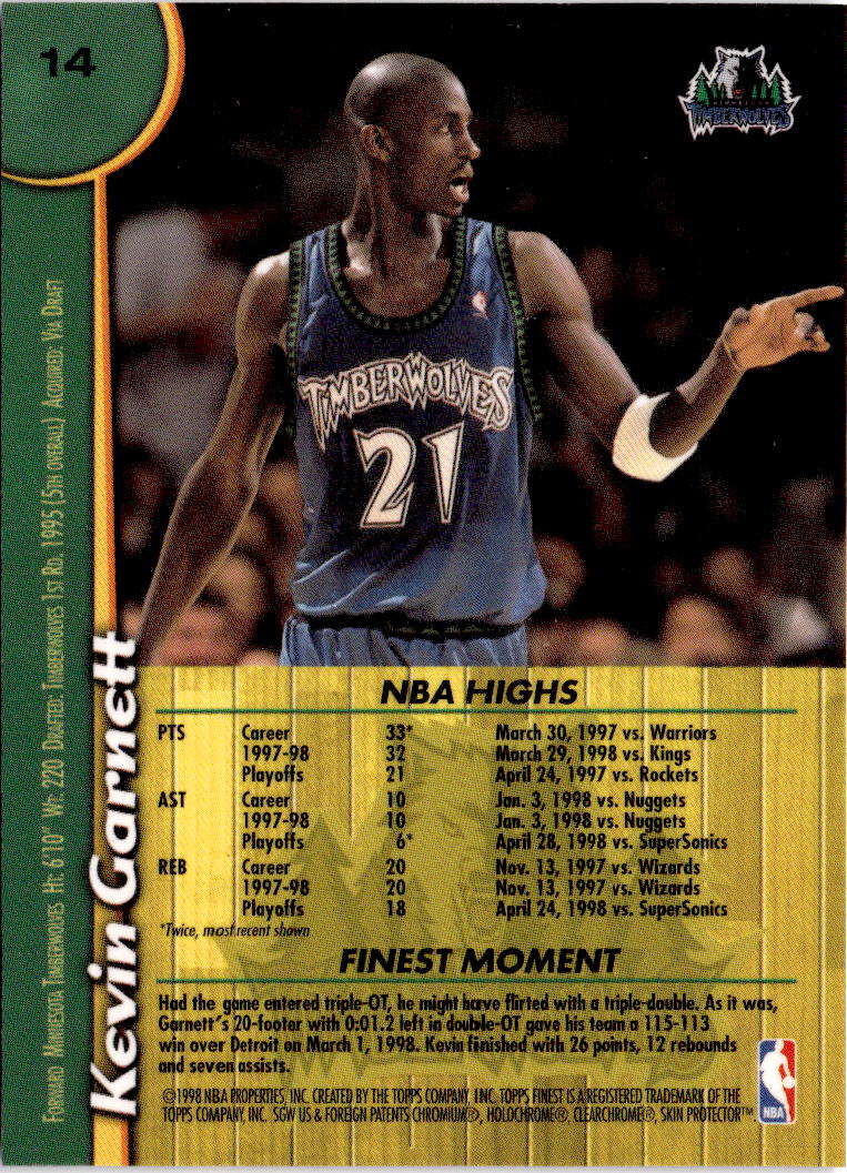 1998-99 Finest #14 Kevin Garnett