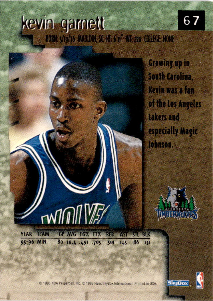 1996-97 SkyBox Premium #67 Kevin Garnett
