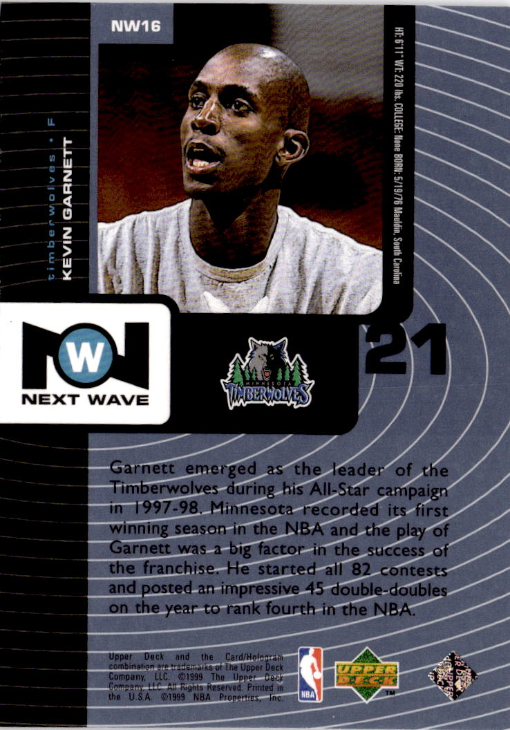 1998-99 Upper Deck #NW16 Kevin Garnett Next Wave