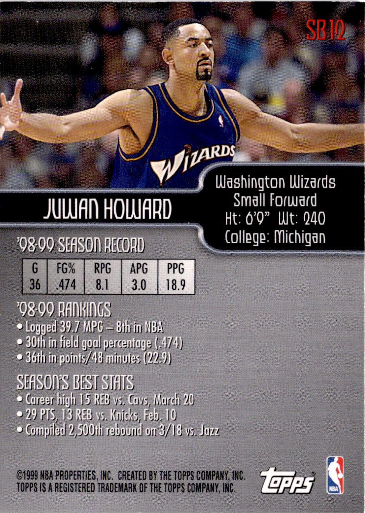 1999-00 Topps #SB12 Juwan Howard Season's Best