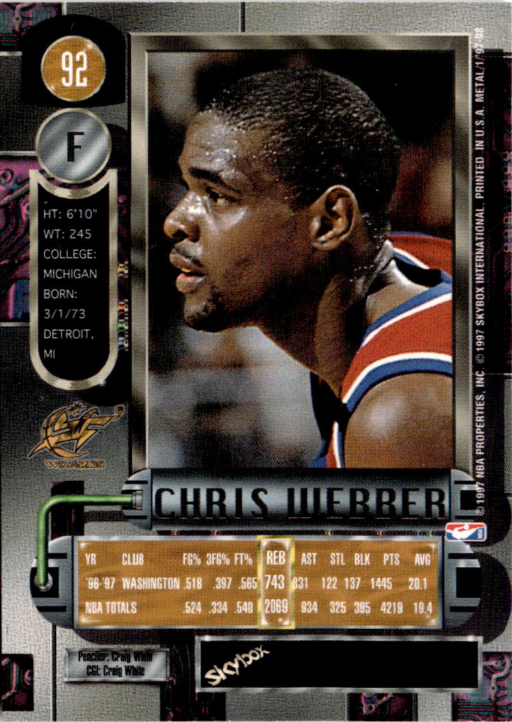 1997-98 Metal Universe #92 Chris Webber
