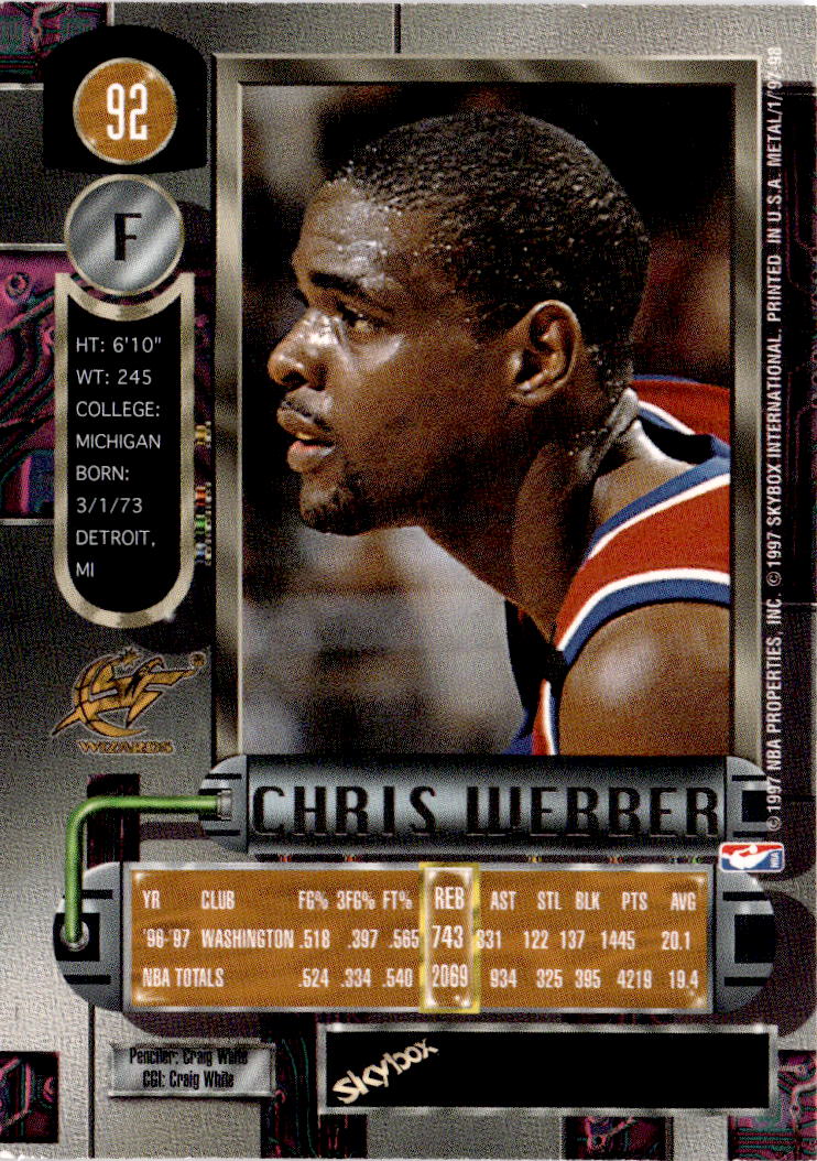 1997-98 Metal Universe #92 Chris Webber