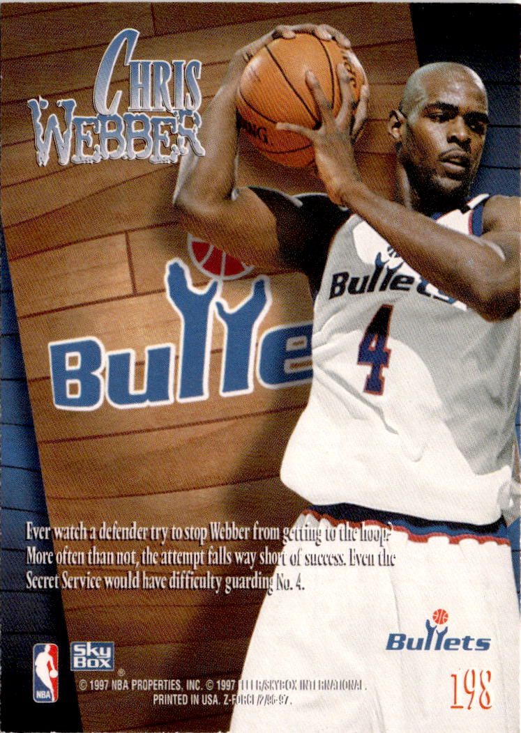 1996-97 SkyBox Z-Force #198 Chris Webber