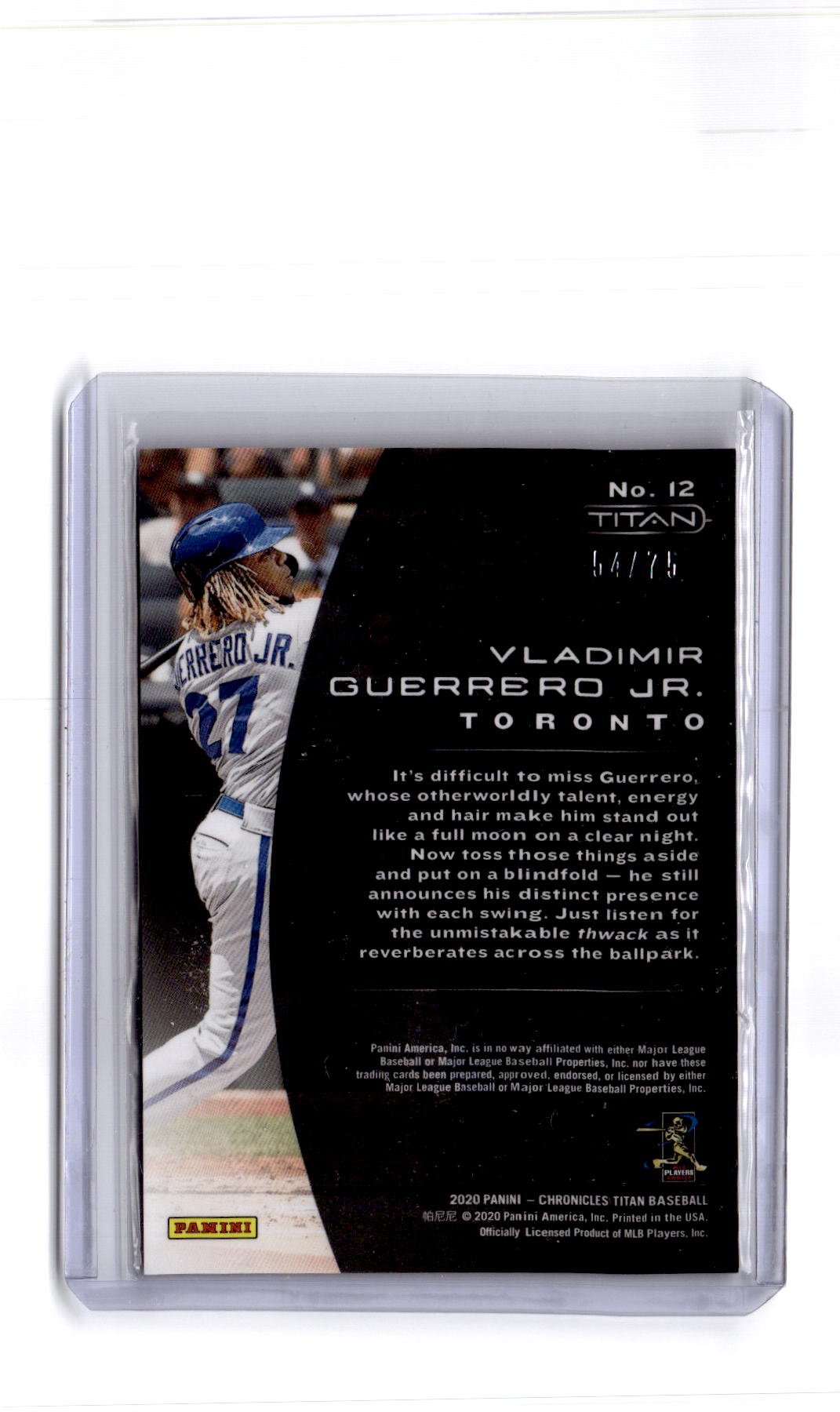 2020 Chronicles #12 Vladimir Guerrero Jr. Contenders Optic Purple Mojo #/75