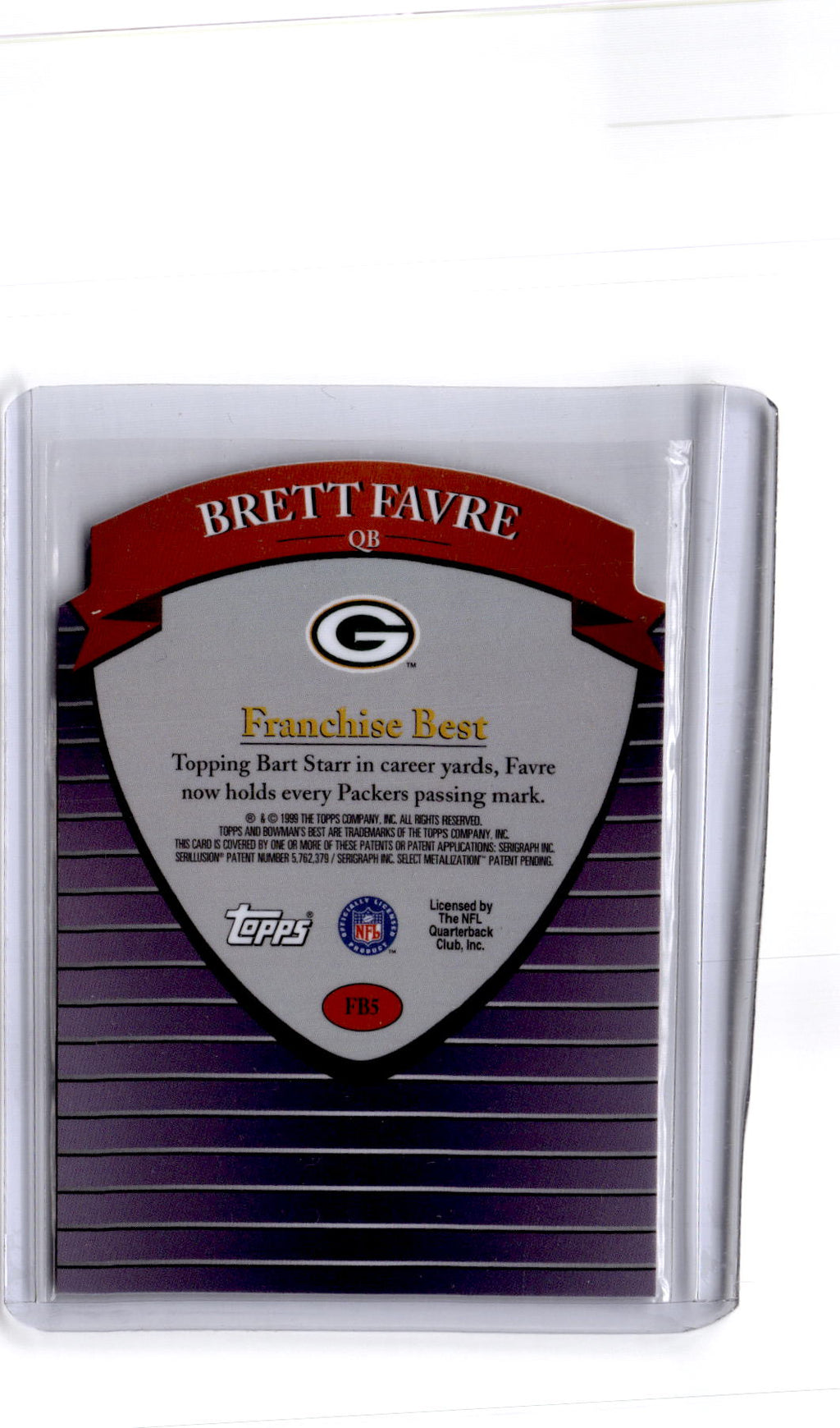 1999 Bowman's Best #FB5 Brett Favre Franchise Best