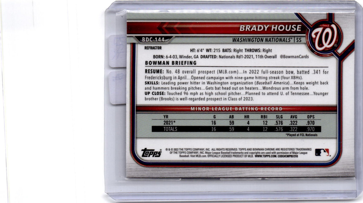 2022 Bowman Draft #BDC-144 Brady House Chrome Refractor