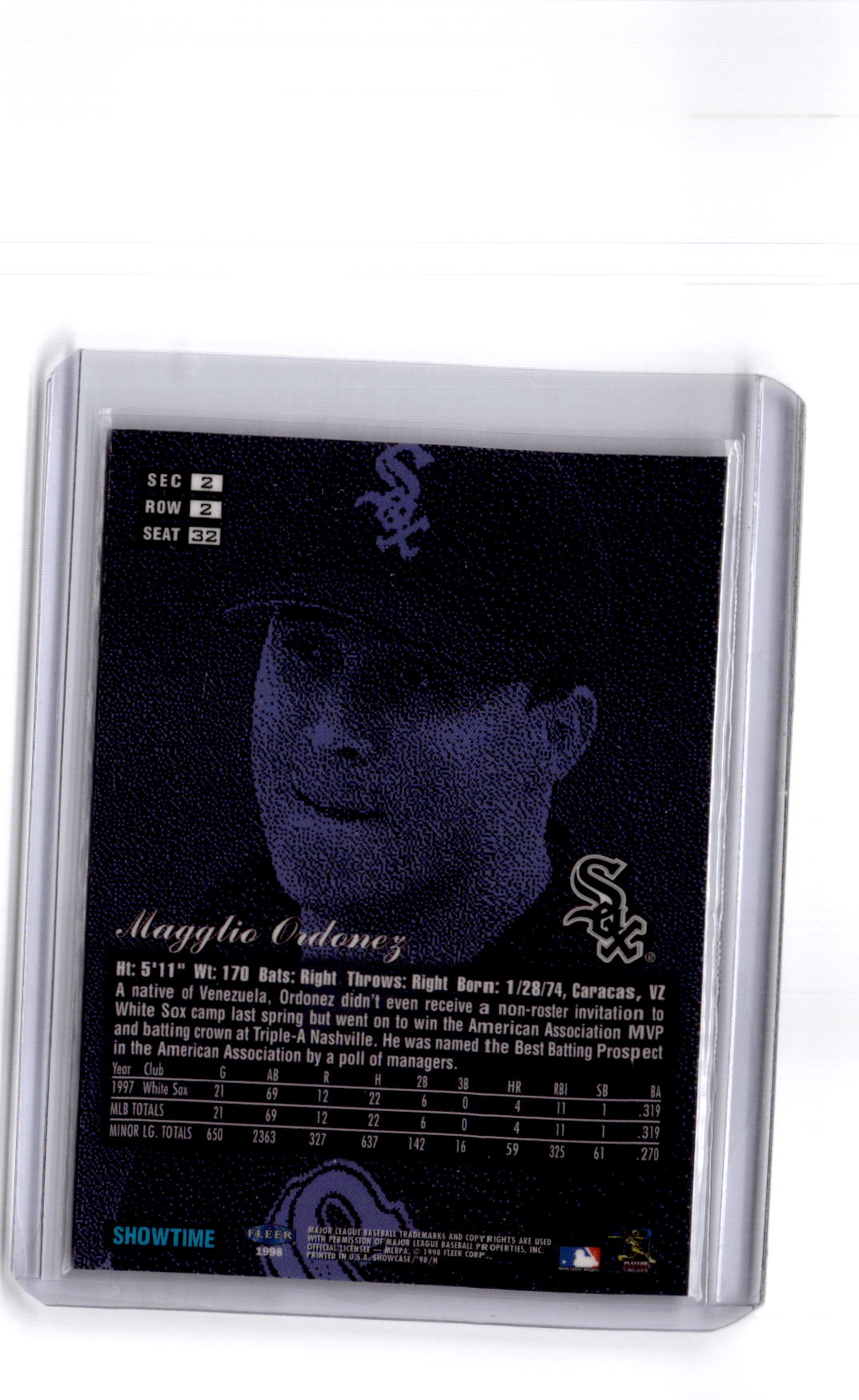 1998 Flair Showcase #32 Magglio Ordonez Flair Showcase Row 2 (Style)