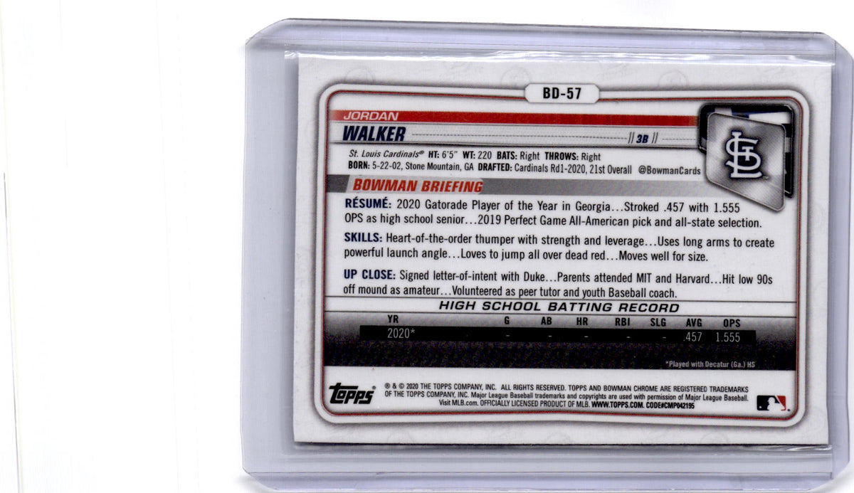 2020 Bowman Draft #BD-57 Jordan Walker Chrome