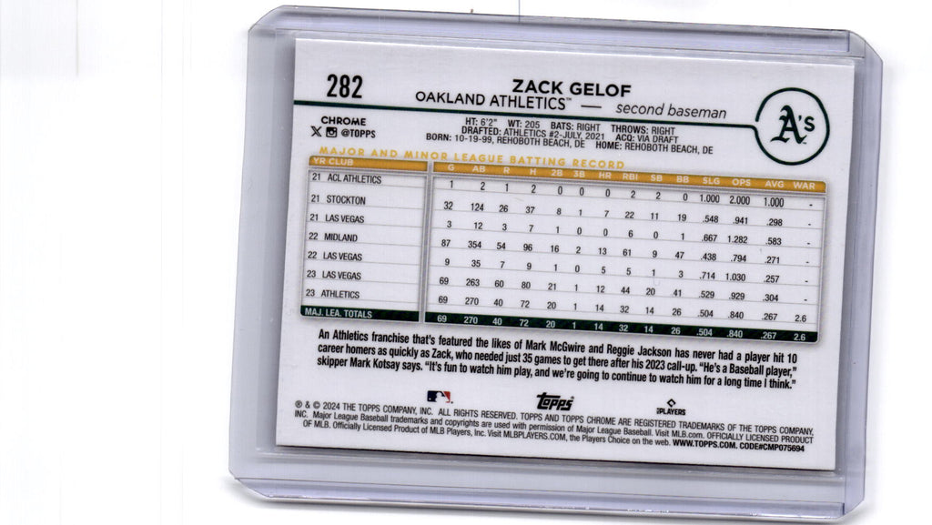 2024 Topps Chrome #282 Zack Gelof X-Fractors