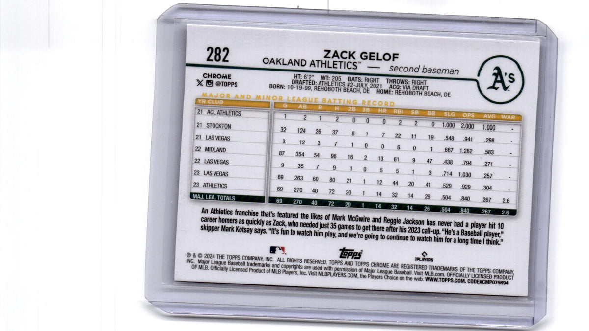 2024 Topps Chrome #282 Zack Gelof X-Fractors
