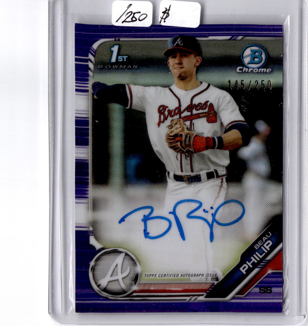 2019 Bowman Draft Beau Philip Chrome  Autographs Purple Refractor #/250