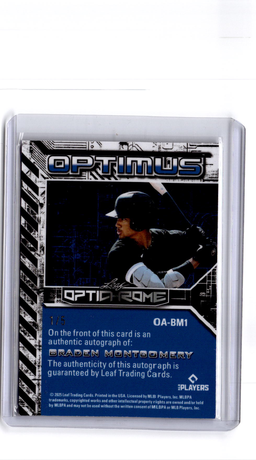2025 Leaf Optichrome Braden Montgomery Autographs Prismatic Purple #/5