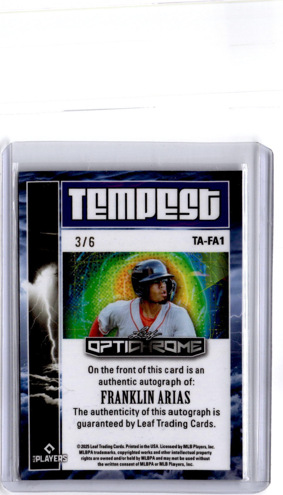 2025 Leaf Vivid Franklin Arias  Talent Autographs Prismatic Blue #/6