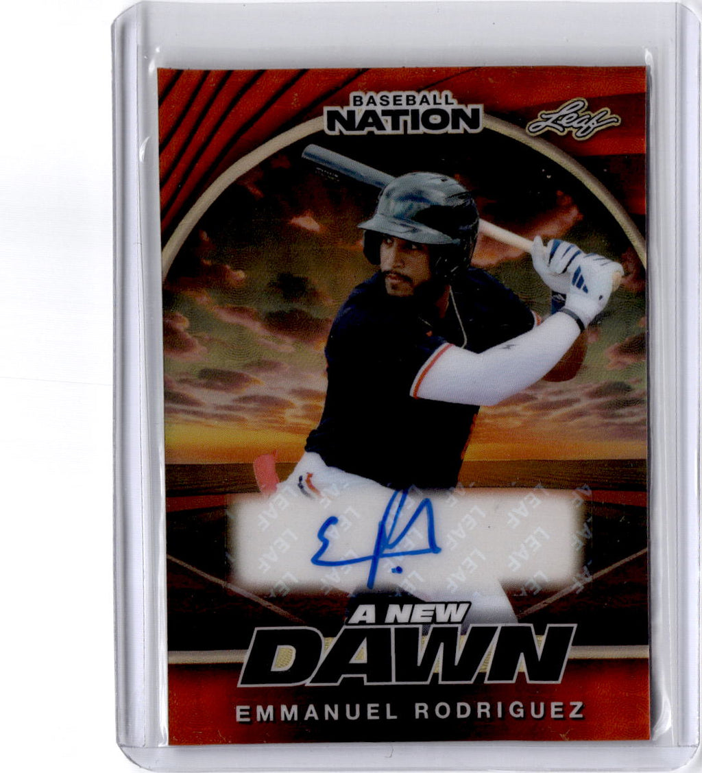 2025 Leaf Baseball Nation Emmanuel Rodriguez New Dawn Autographs Lava Orange 1/1