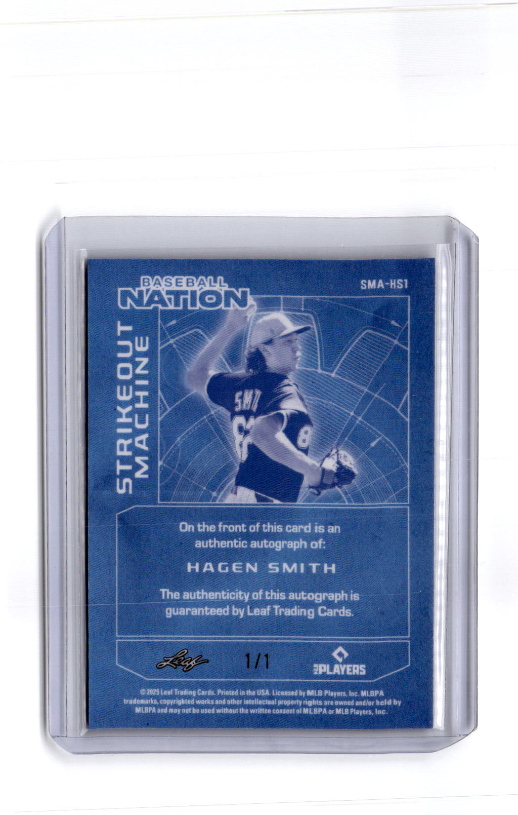 2025 Leaf Baseball Nation Hagen Smith Strikeout Autographs Crystal Black #/1