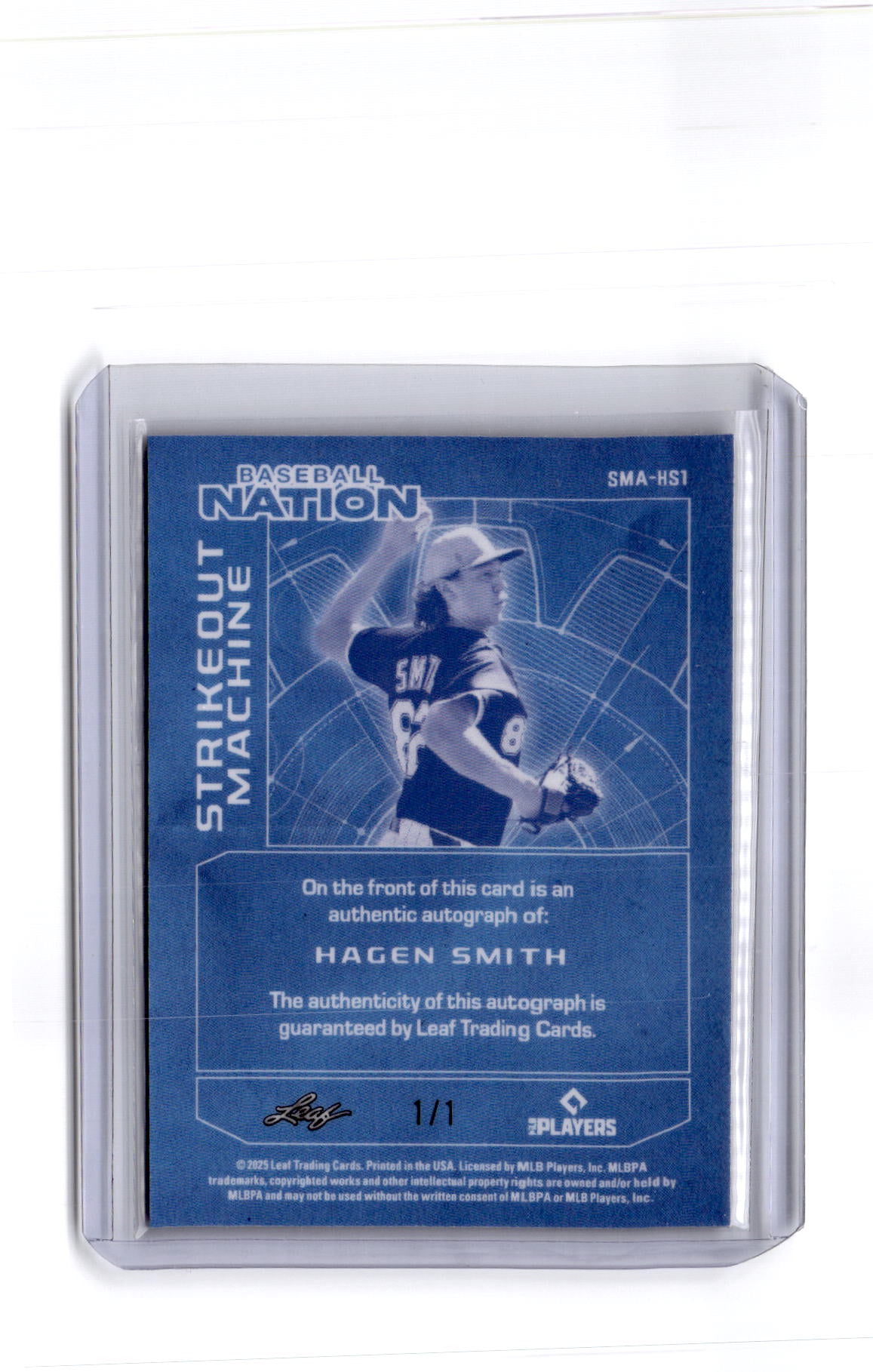 2025 Leaf Baseball Nation Hagen Smith Strikeout Autographs Crystal Black #/1