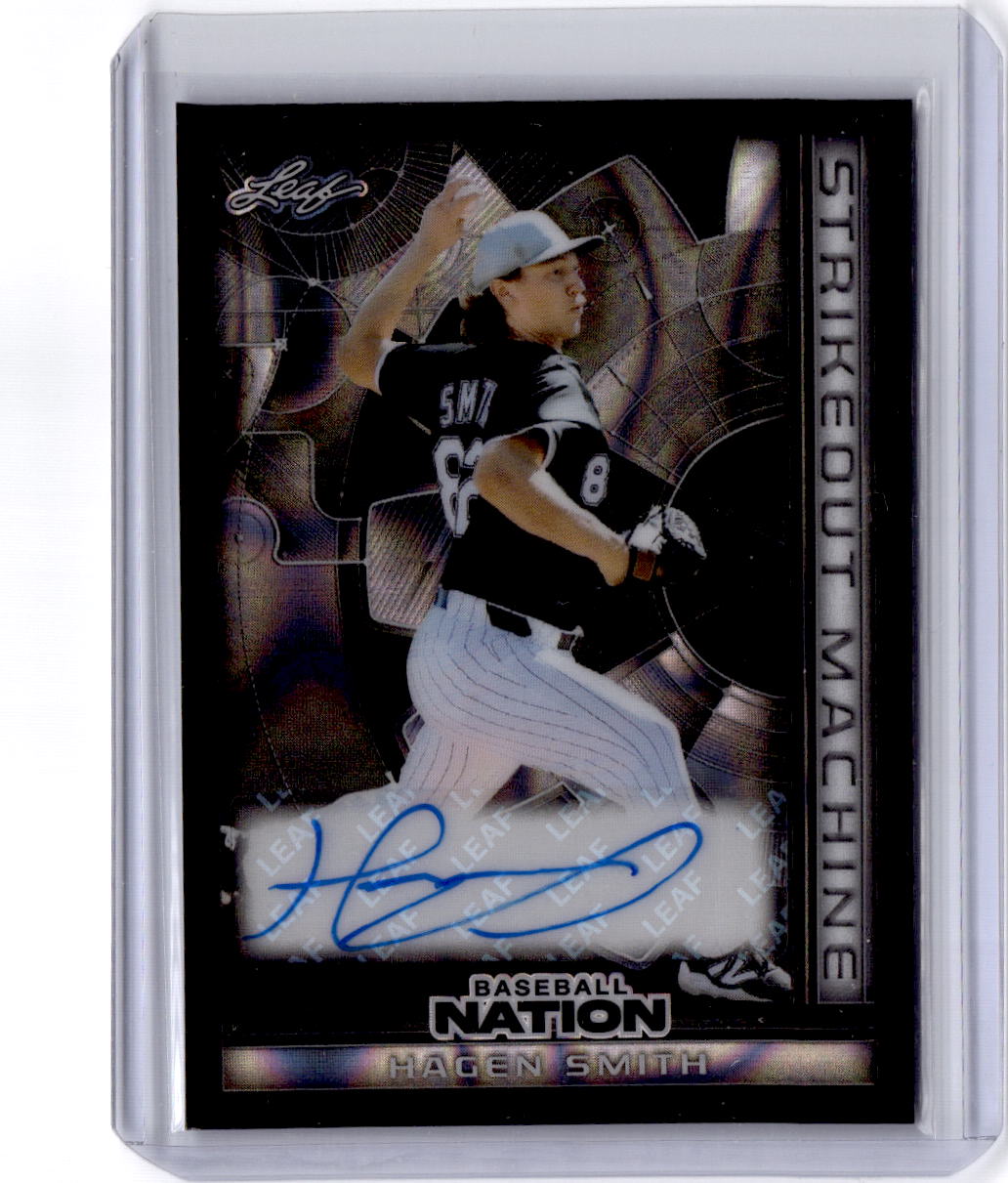 2025 Leaf Baseball Nation Hagen Smith Strikeout Autographs Crystal Black #/1