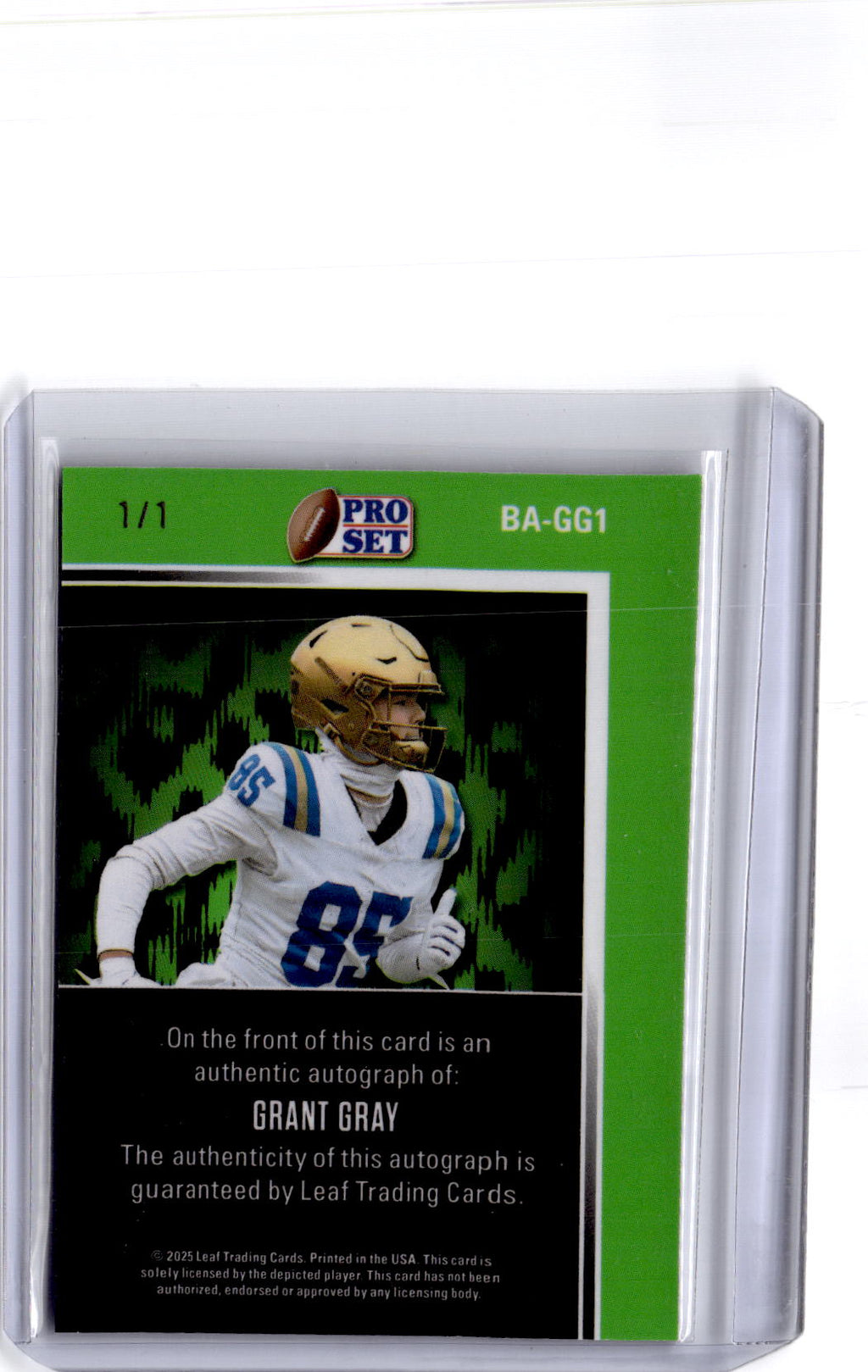 2025 Pro Set Metal #BA-GG1 Grant Gray Base Autographs Crystals Pro Set Border