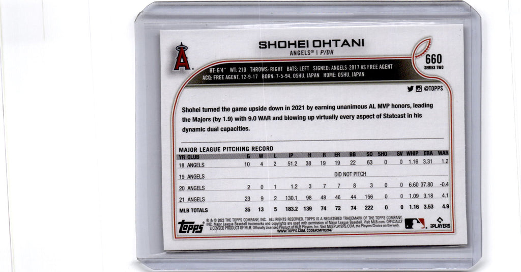 2022 Topps #660 Shohei Ohtani Rainbow Foil