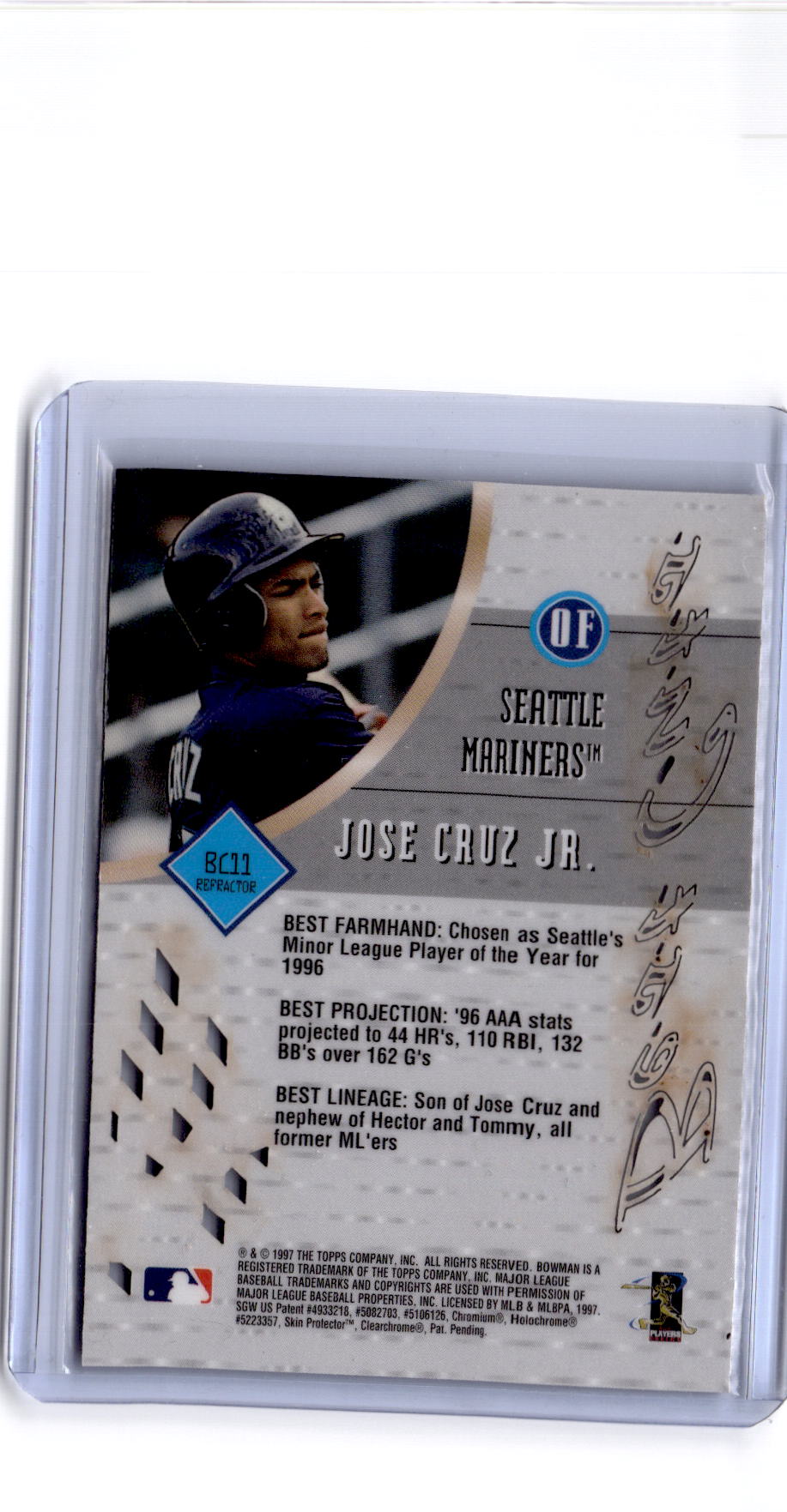 1997 Bowman's Best #BC11 Jose Cruz Jr. Best Cuts Refractor