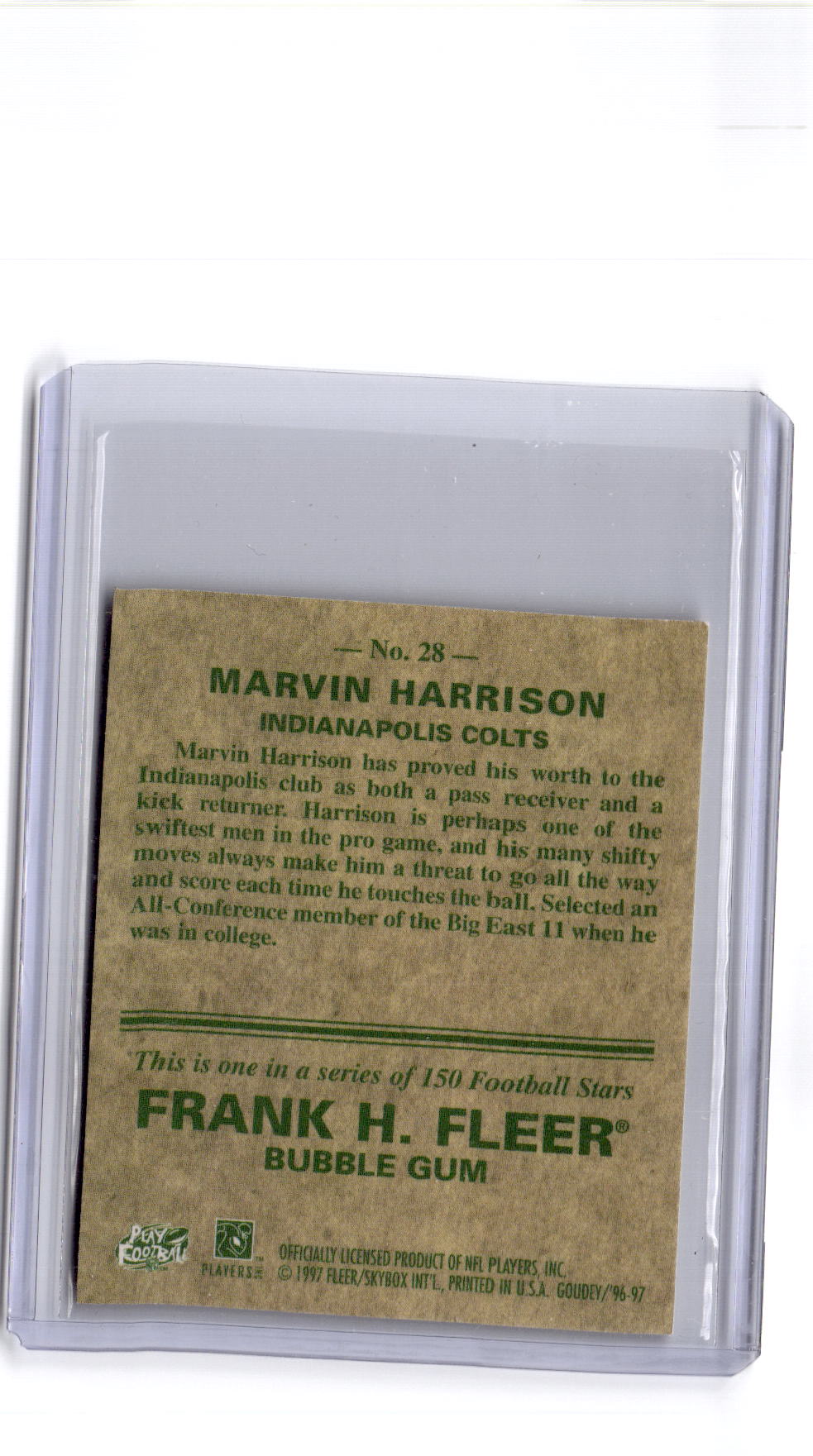 1997 Fleer Goudey #28 Marvin Harrison
